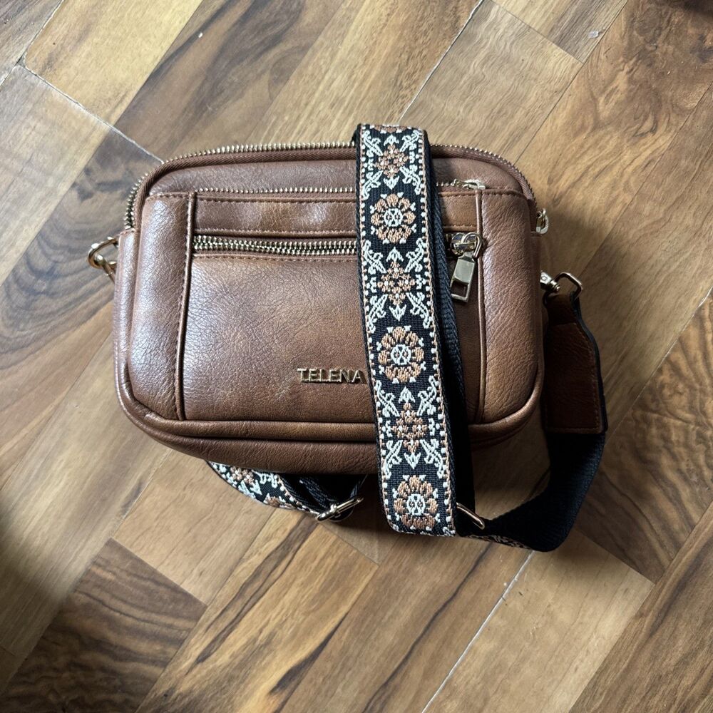 Telena Crossbody Purse for Women Small Crossbody Bags Trendy Vegan Leather Brown